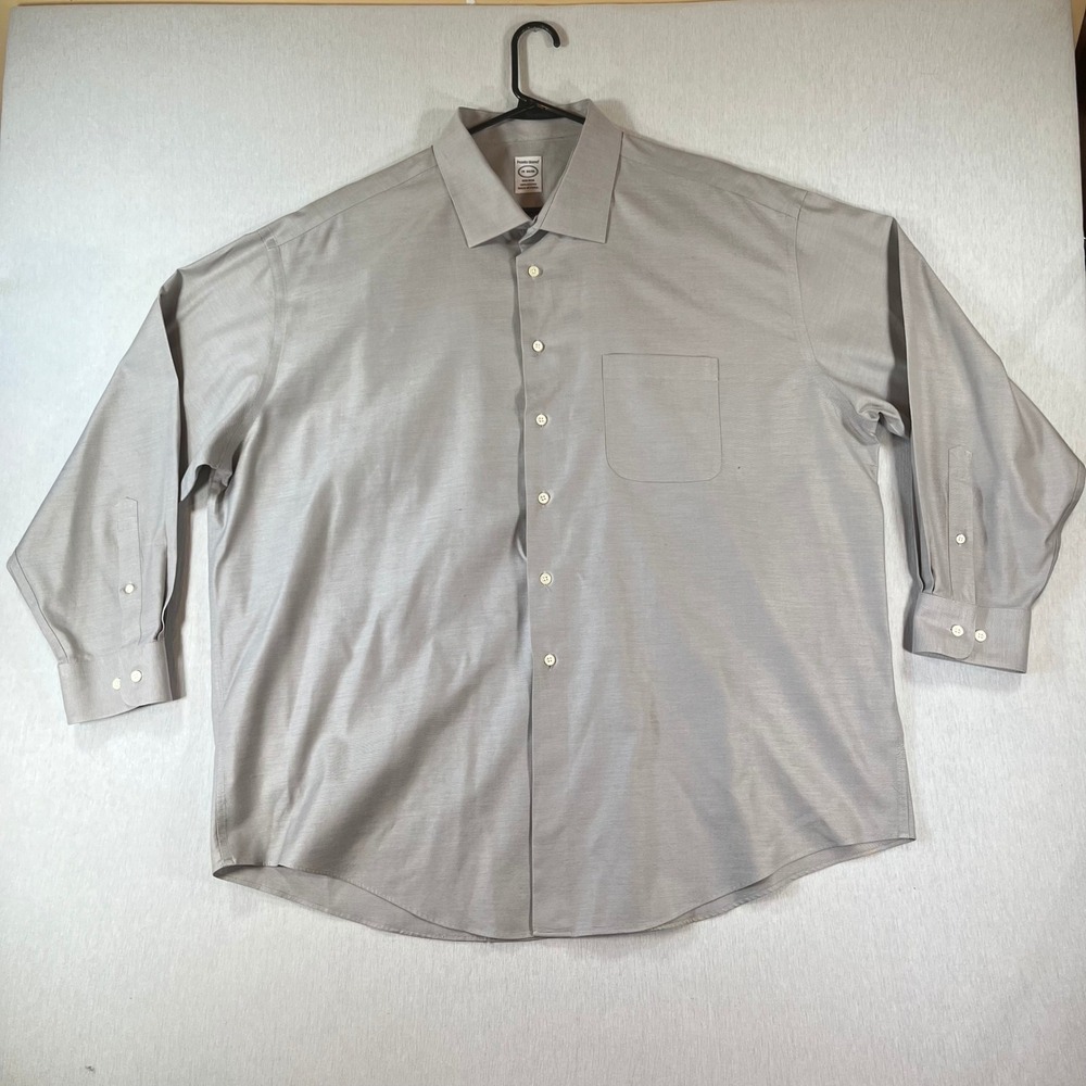 Pronto Uomo Dress Shirt Mens 19 34/35 Non Iron Gray Cotton Long Sleeve Pocket